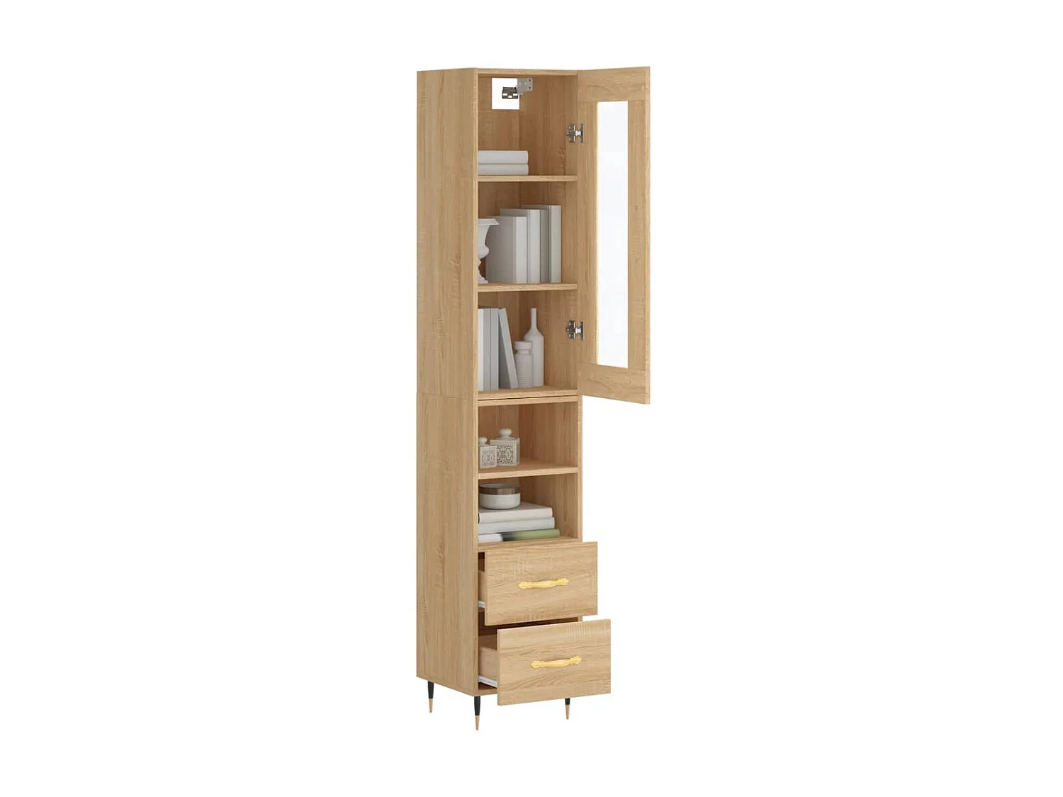 Buffet haut Chêne sonoma 34,5x34x180 cm Bois d'ingénierie QWE99654