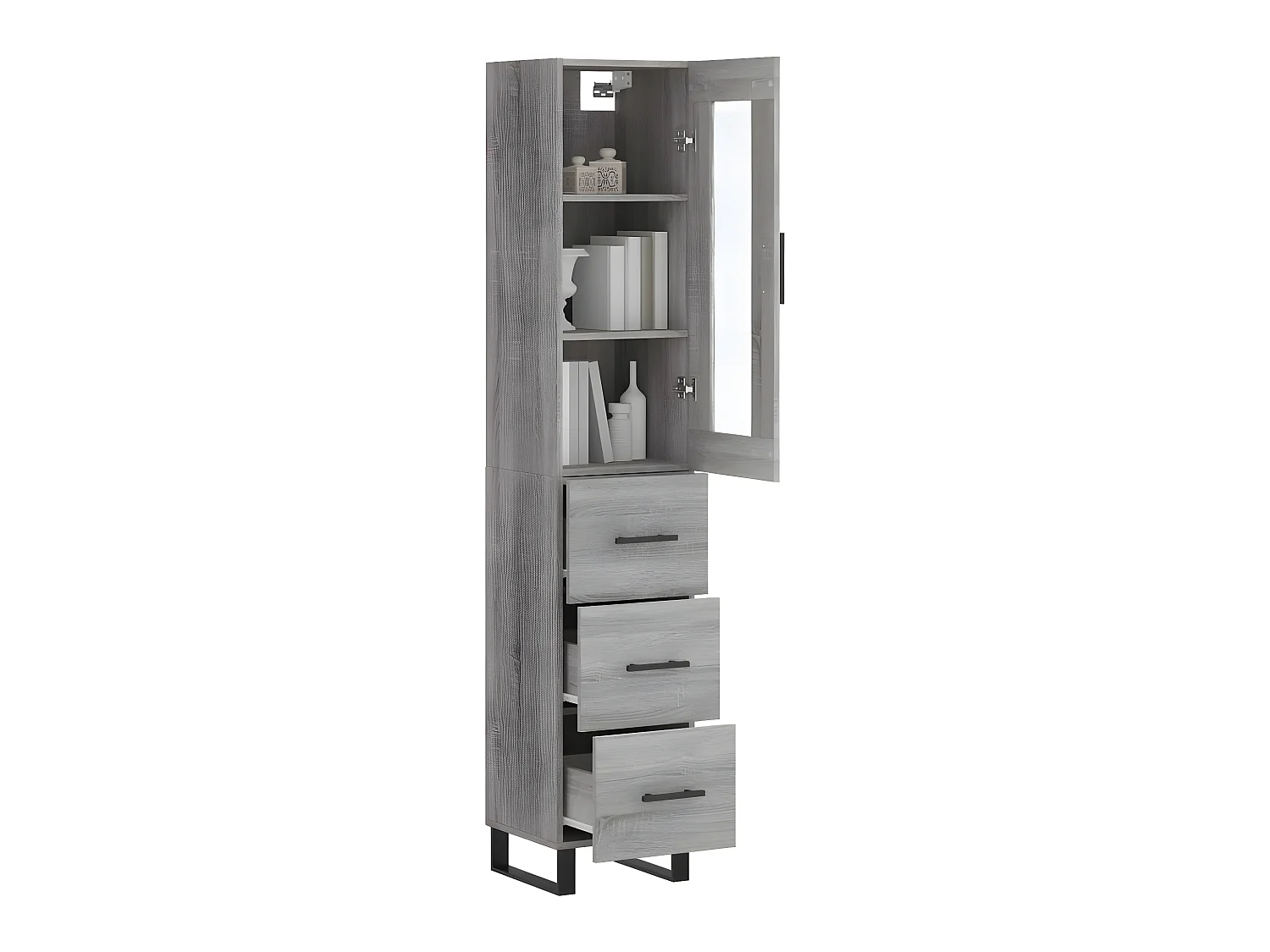 Highboard,Kommode Grau Sonoma 34,5x34x180 cm Holzwerkstoff -gkd563232
