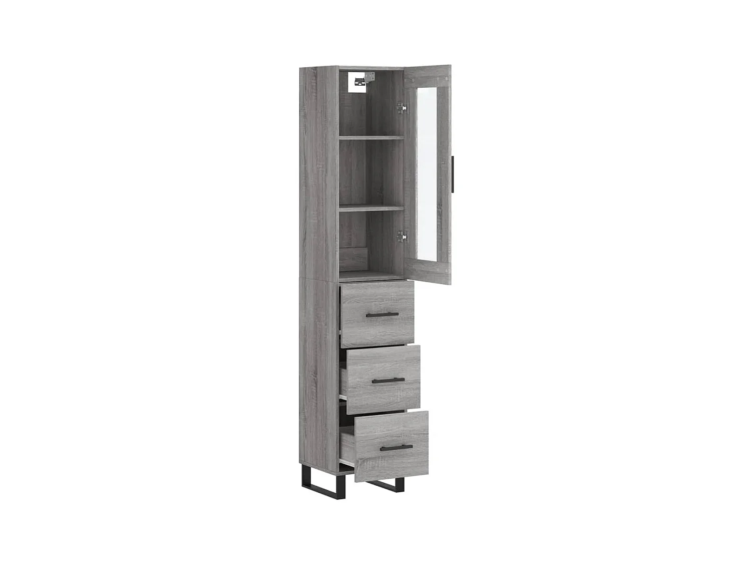 Highboard,Kommode Grau Sonoma 34,5x34x180 cm Holzwerkstoff -gkd563232