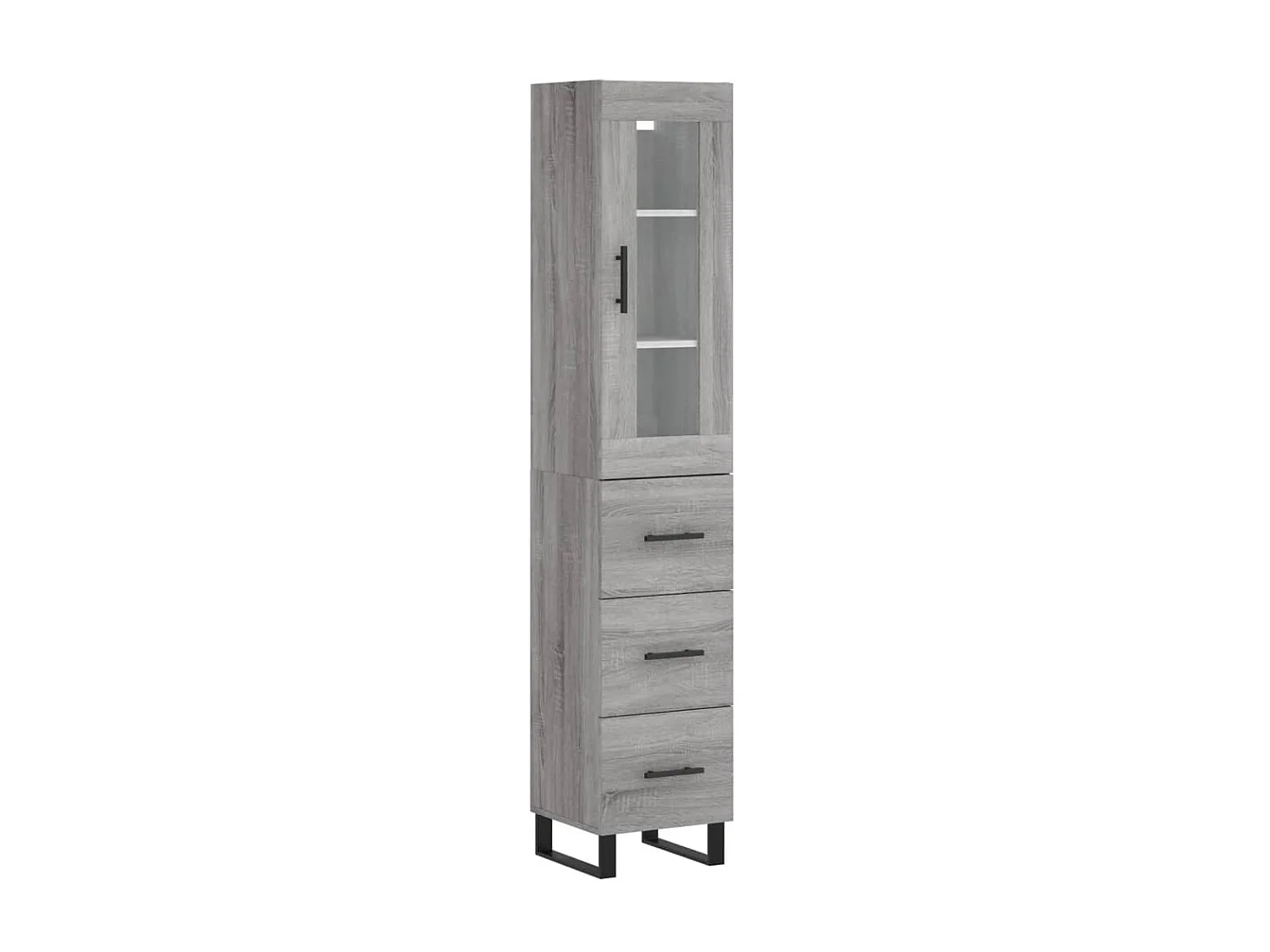 Hoge kast 34,5x34x180 cm bewerkt hout grijs sonoma eikenkleurig NL394095
