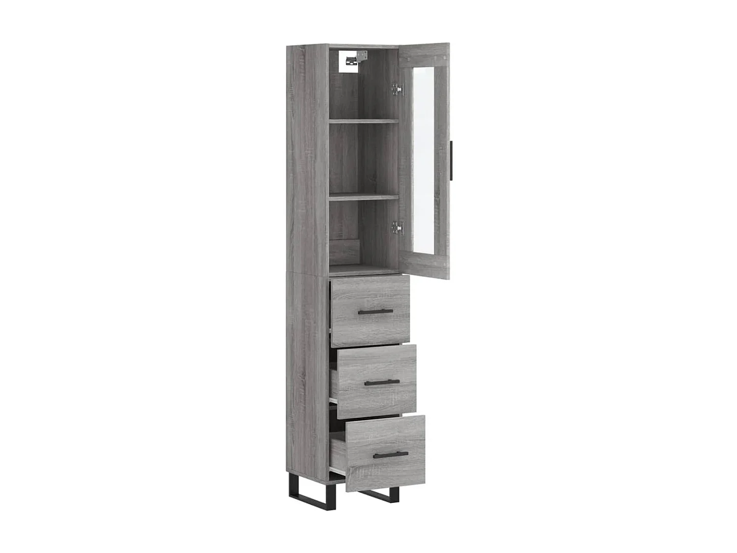 Hoge kast 34,5x34x180 cm bewerkt hout grijs sonoma eikenkleurig NL394095