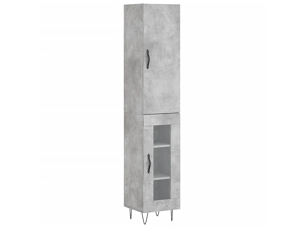 Aparador de madera contrachapada gris hormigón 34,5x34x180 cm ES68041