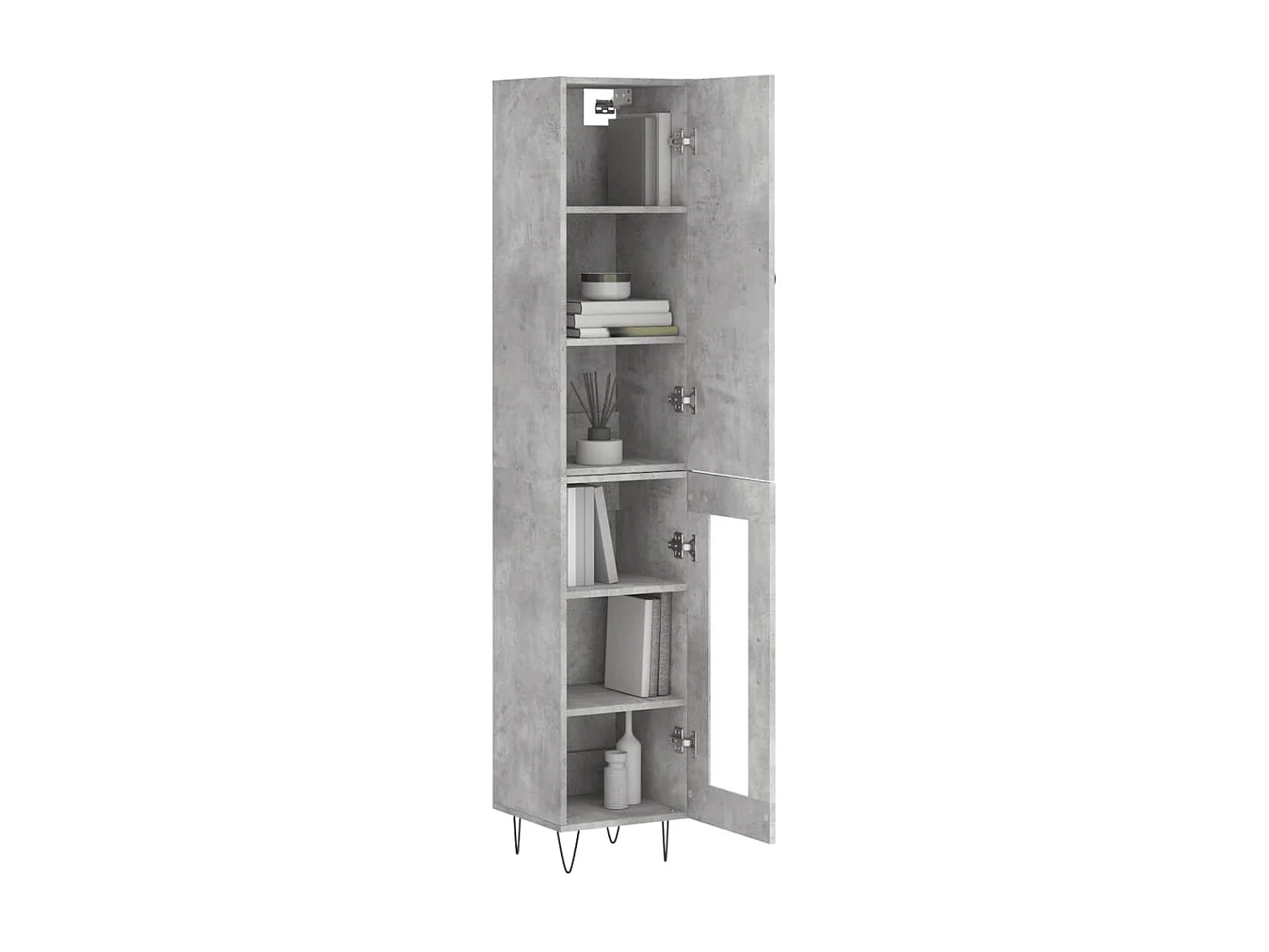 Aparador de madera contrachapada gris hormigón 34,5x34x180 cm ES68041