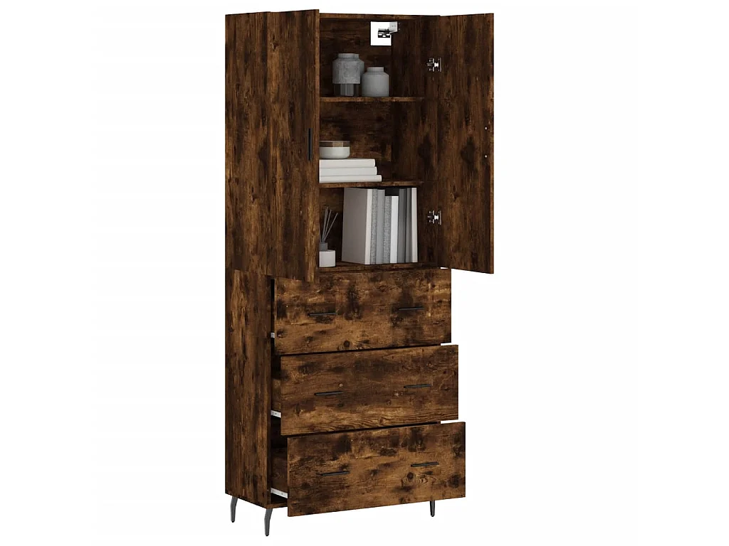 Highboard,Kommode Räuchereiche 69,5x34x180 cm Holzwerkstoff -gkd943953