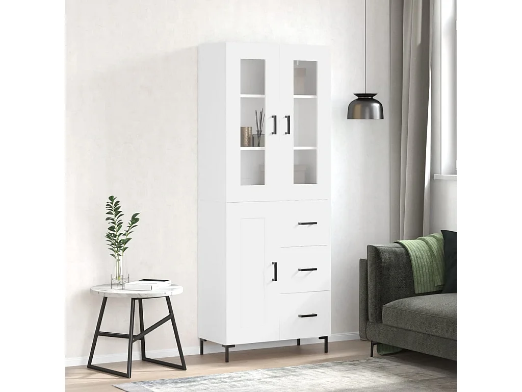 Aparador alto madera contrachapada blanco 69,5x34x180 cm ES66733