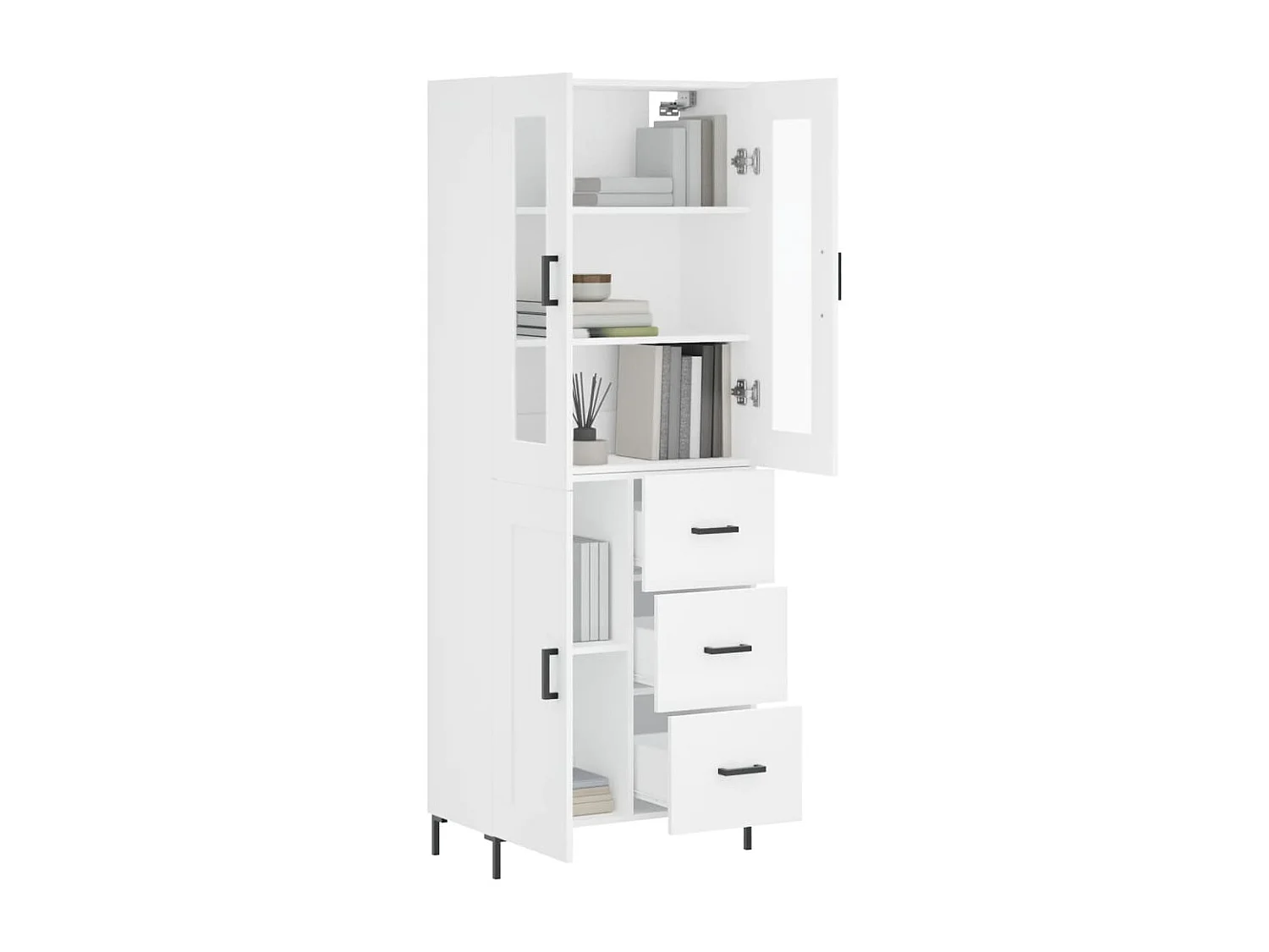 Aparador alto madera contrachapada blanco 69,5x34x180 cm ES66733