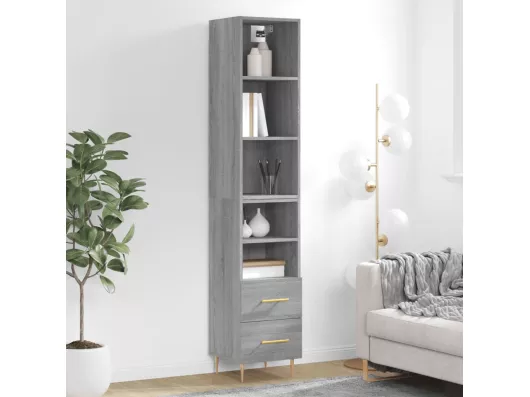 Kauf Unique Highboard,Kommode Grau Sonoma 34,5x34x180 cm Holzwerkstoff -gkd668651