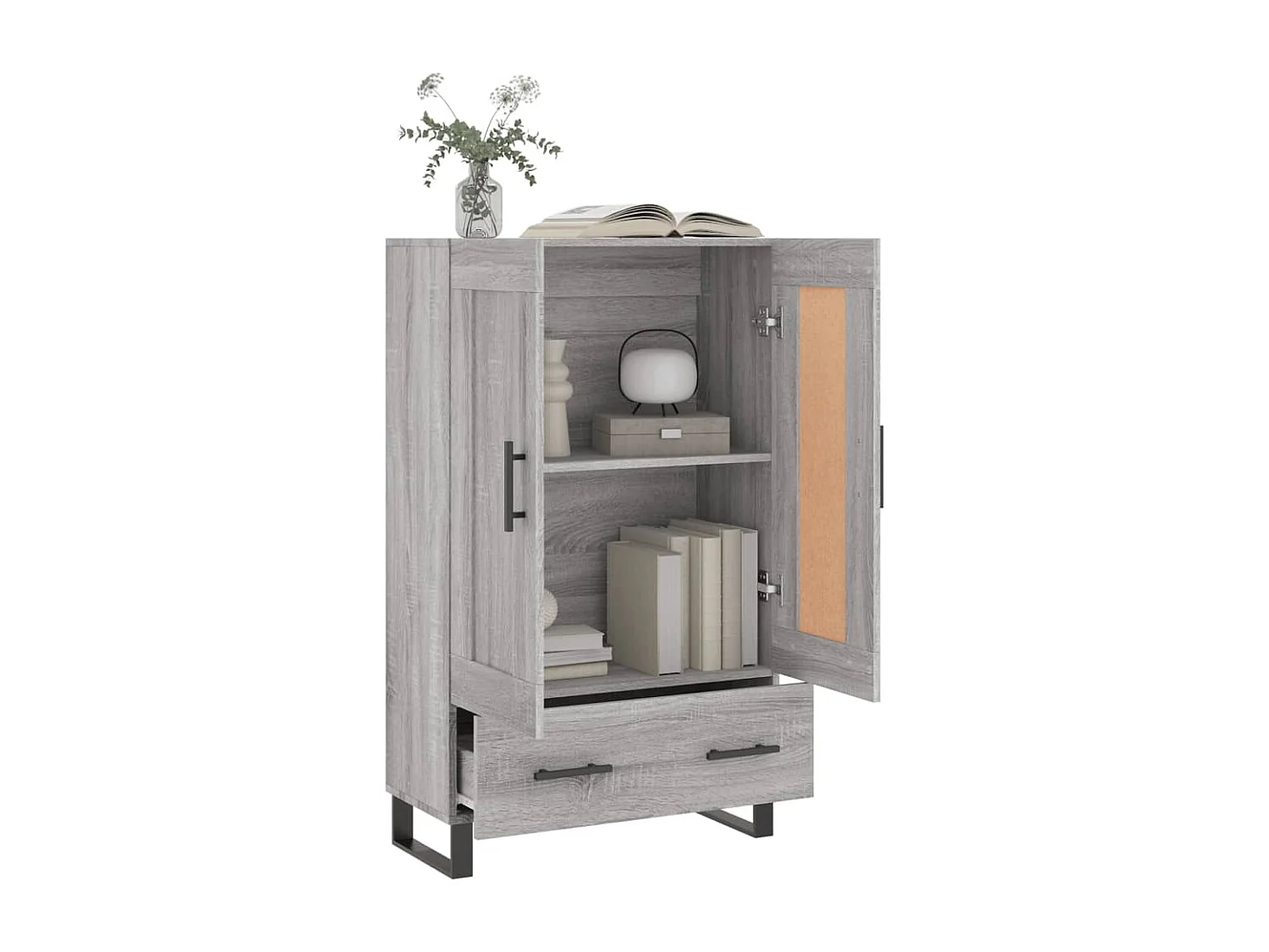 Buffet haut sonoma gris 69,5x31x115 cm bois d'ingénierie QWE74079