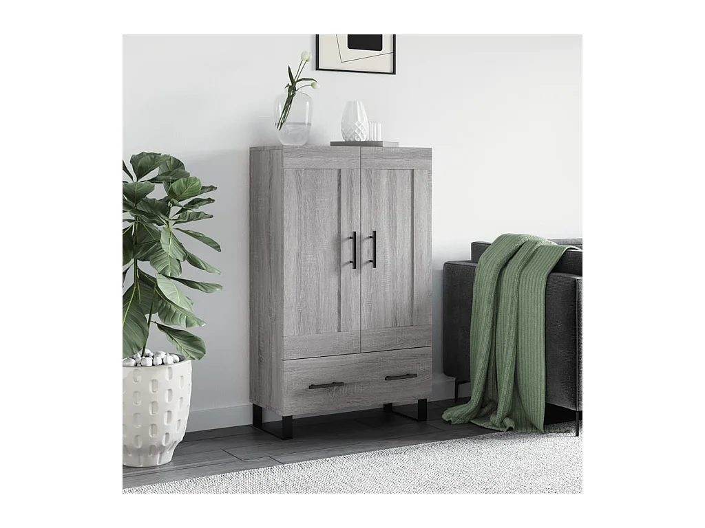 Aparador alto madera de ingeniería gris Sonoma 69,5x31x115 cm ES40228