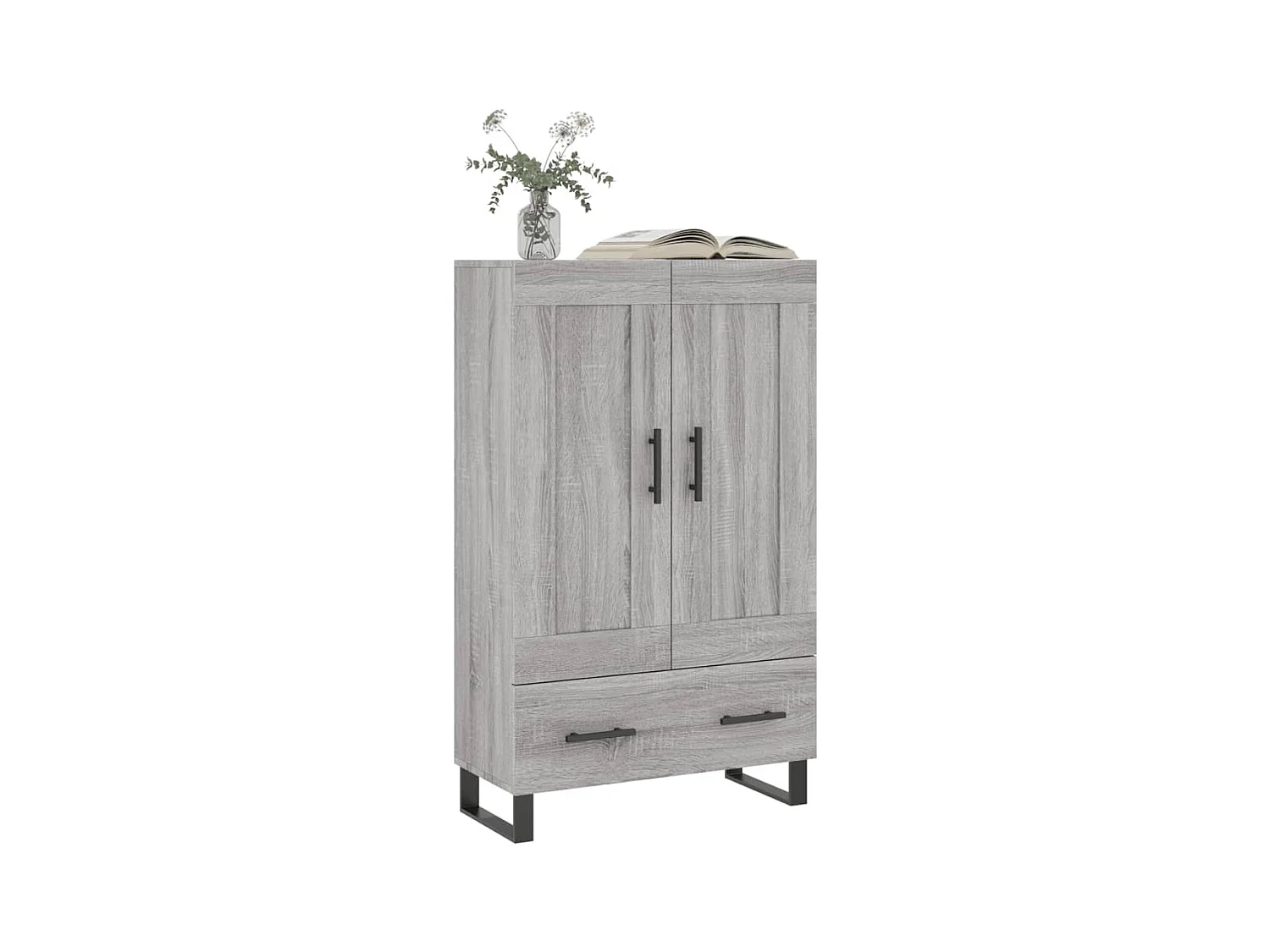 Aparador alto madera de ingeniería gris Sonoma 69,5x31x115 cm ES40228