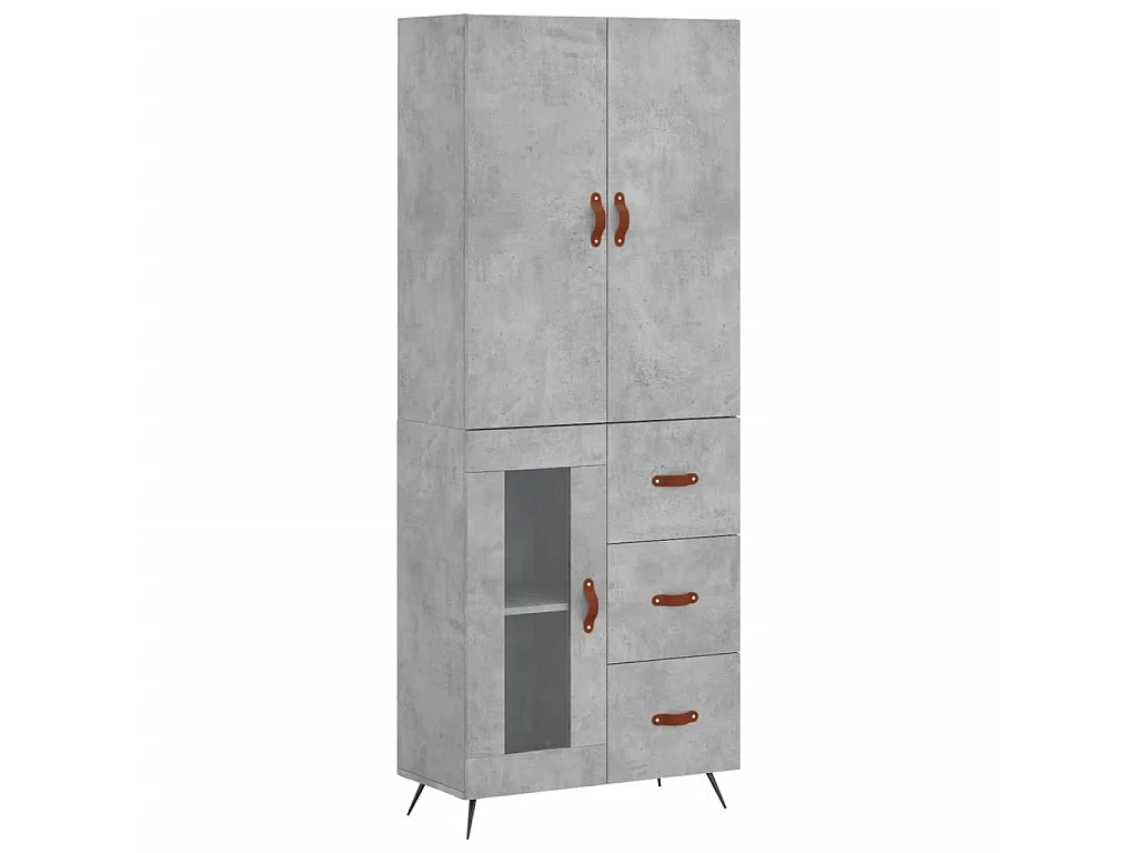 Aparador alto madera contrachapada gris hormigón 69,5x34x180 cm ES38227