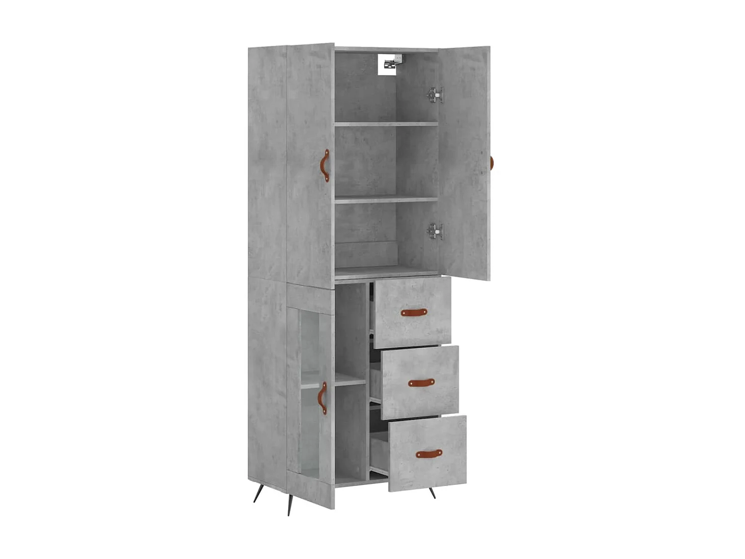 Aparador alto madera contrachapada gris hormigón 69,5x34x180 cm ES38227