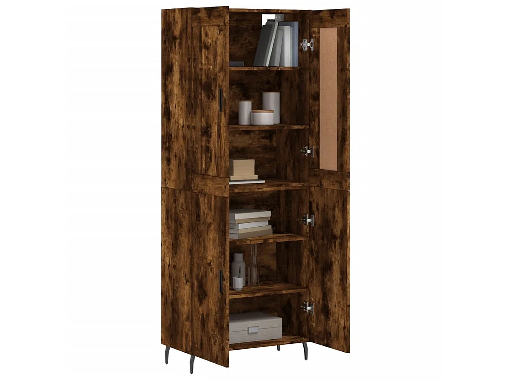 Highboard,Kommode Räuchereiche 69,5x34x180 cm Holzwerkstoff -gkd836093