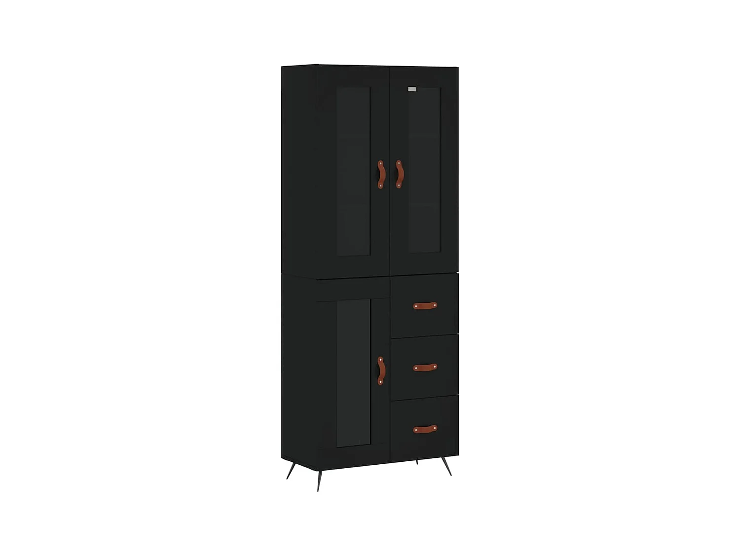 Highboard,Kommode Schwarz 69,5x34x180 cm Holzwerkstoff -gkd77001