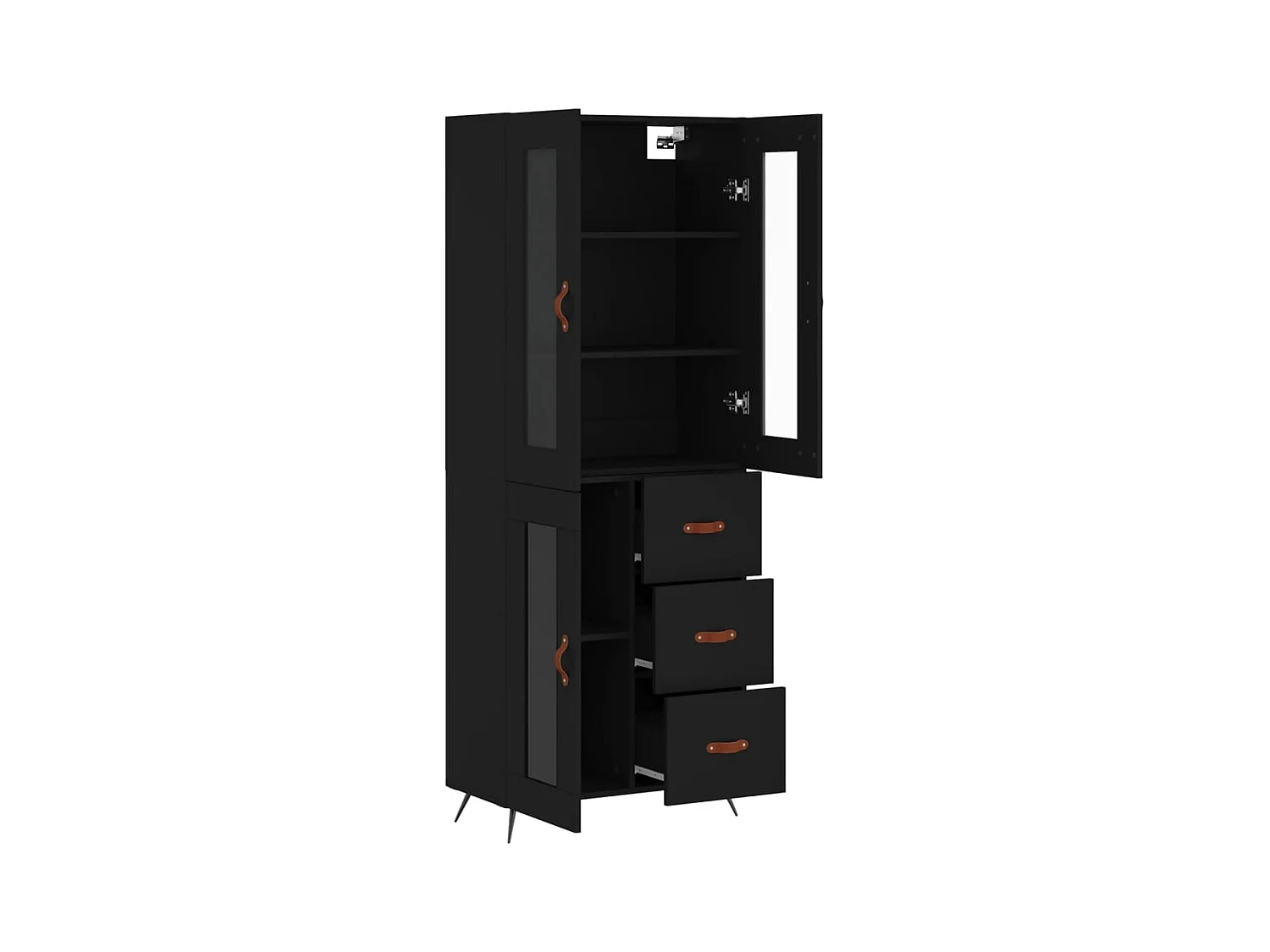 Highboard,Kommode Schwarz 69,5x34x180 cm Holzwerkstoff -gkd77001