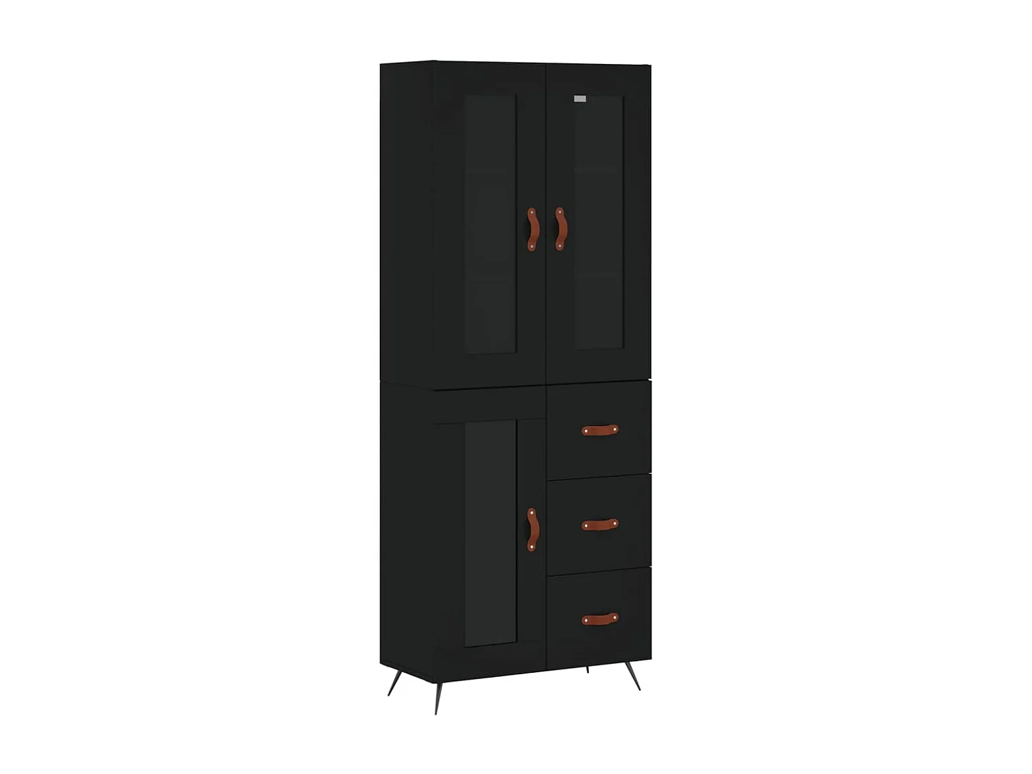 Highboard,Kommode Schwarz 69,5x34x180 cm Holzwerkstoff -gkd77001