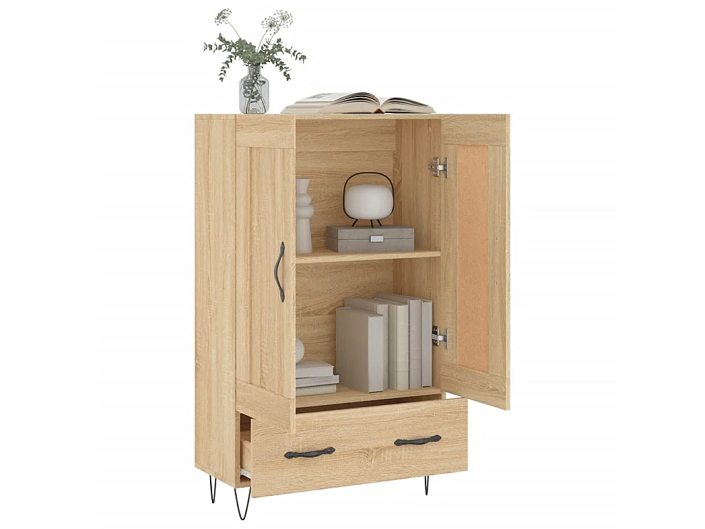 Buffet haut chêne sonoma 69,5x31x115 cm bois d'ingénierie QWE49595