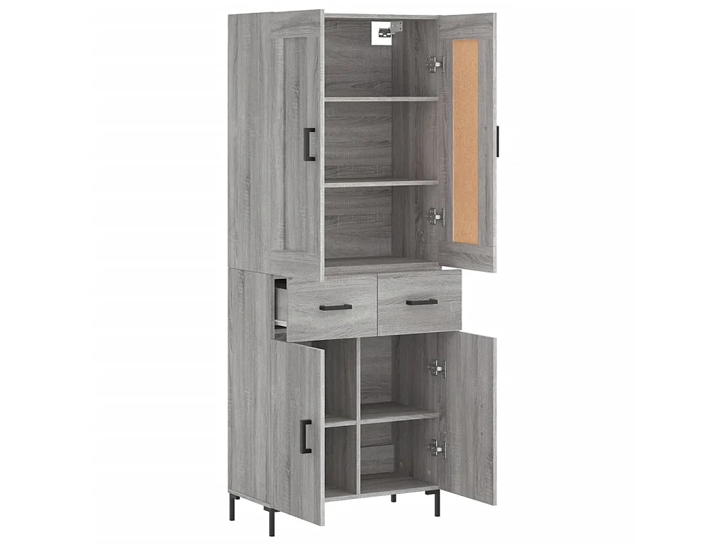 Highboard,Kommode Grau Sonoma 69,5x34x180 cm Holzwerkstoff -gkd431129