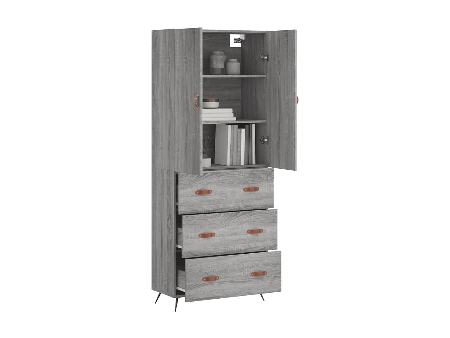 Aparador alto 69,5x34x180 cm derivados de madeira sonoma cinza PT710717