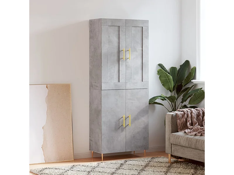 Buffet haut Gris béton 69,5x34x180 cm Bois d'ingénierie QWE81112