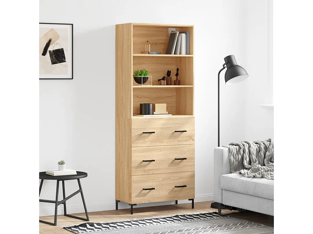 Highboard,Kommode Sonoma-Eiche 69,5x34x180 cm Holzwerkstoff -gkd815588