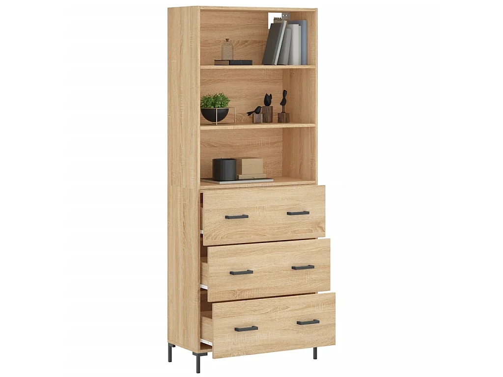 Highboard,Kommode Sonoma-Eiche 69,5x34x180 cm Holzwerkstoff -gkd815588