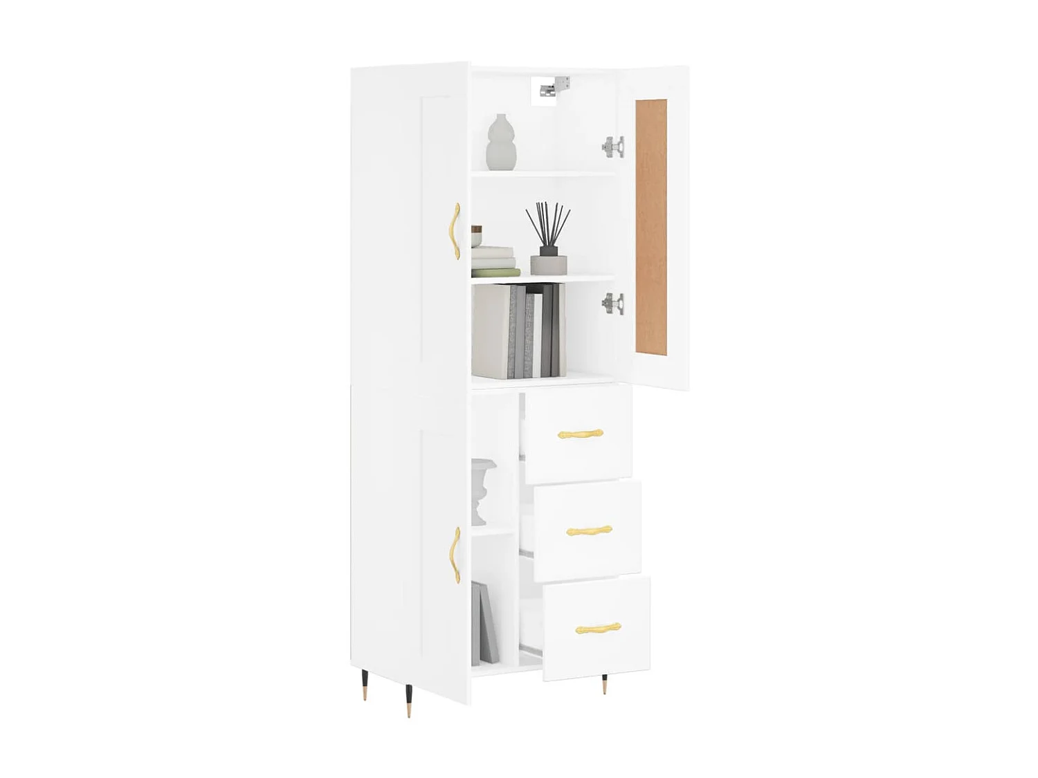 Aparador alto madera contrachapada blanco 69,5x34x180 cm ES83329