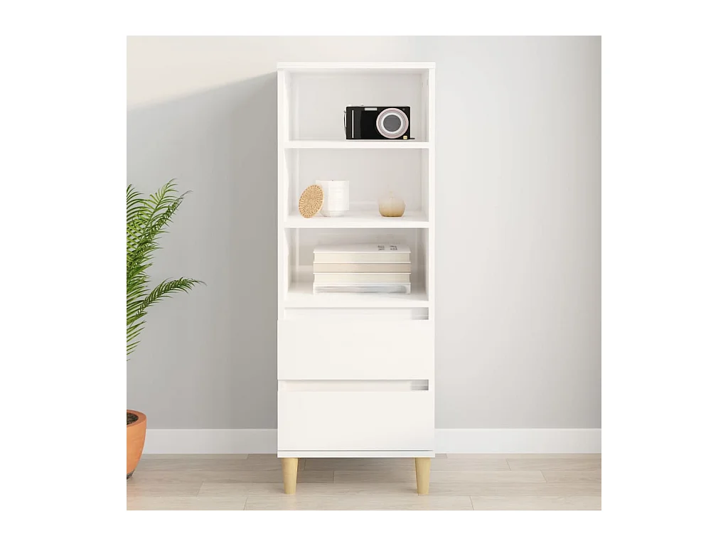 Buffet haut Blanc brillant 40x36x110 cm Bois d'ingénierie EGER25875
