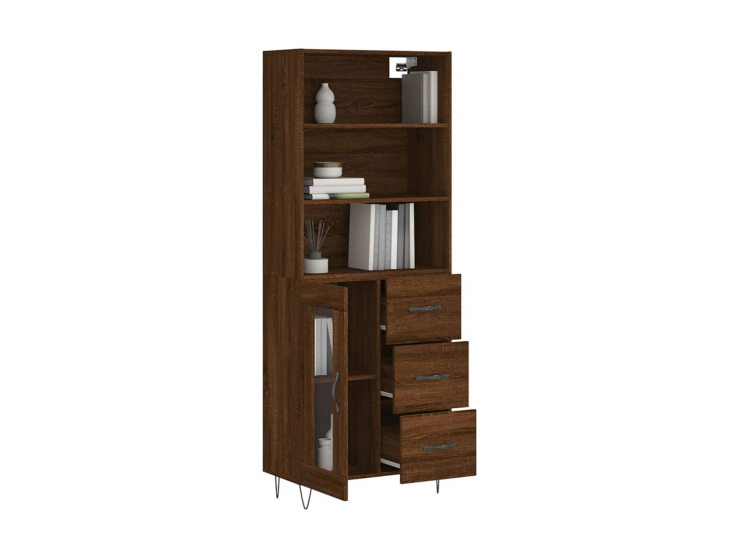 Highboard,Kommode Braun Eichen-Optik 69,5x34x180 cm Holzwerkstoff -gkd657620