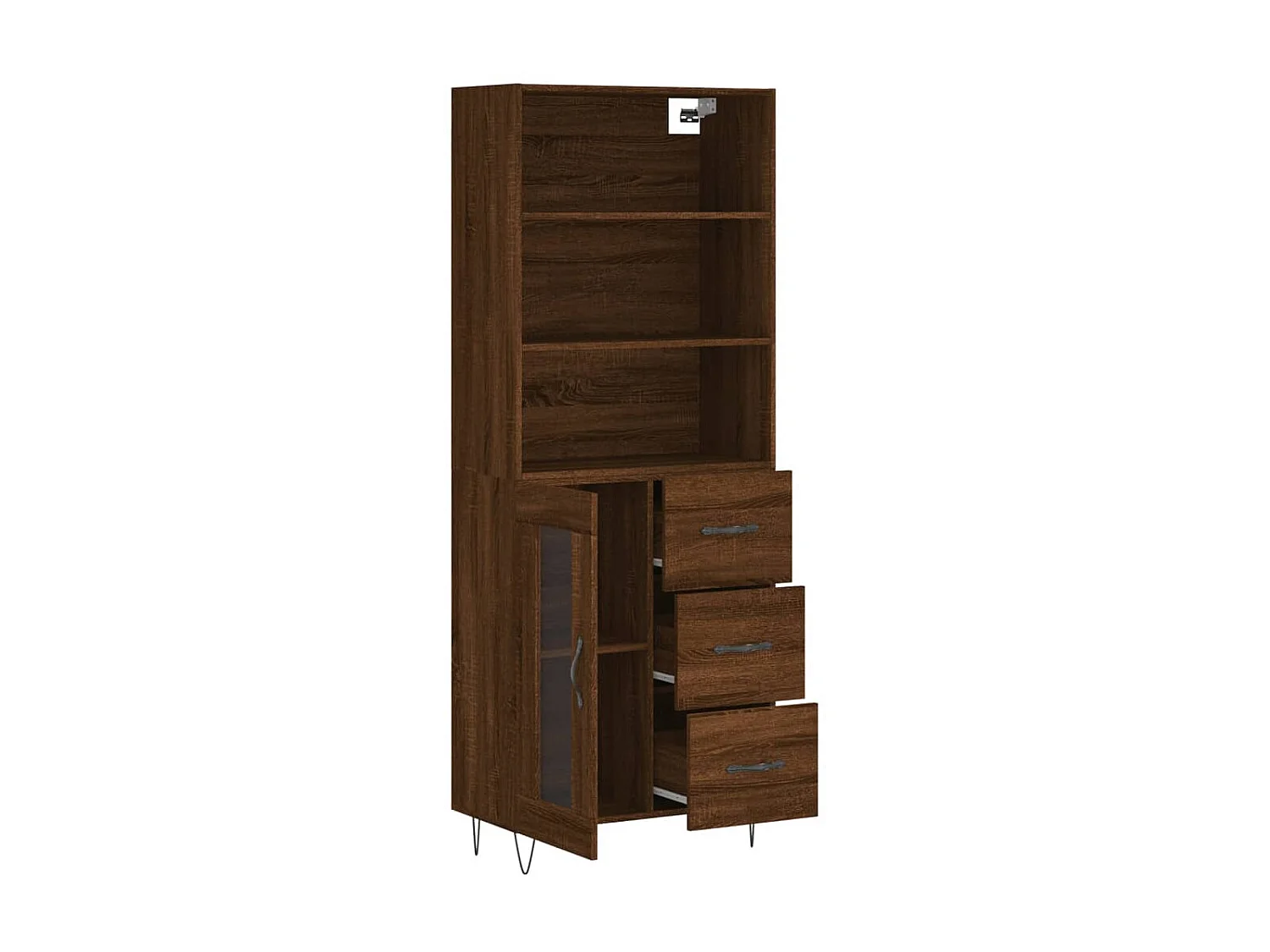 Highboard,Kommode Braun Eichen-Optik 69,5x34x180 cm Holzwerkstoff -gkd657620