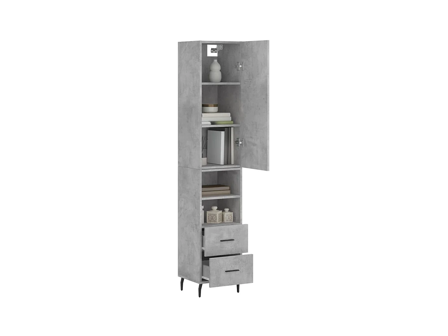 Highboard,Kommode Betongrau 34,5x34x180 cm Holzwerkstoff -gkd798553