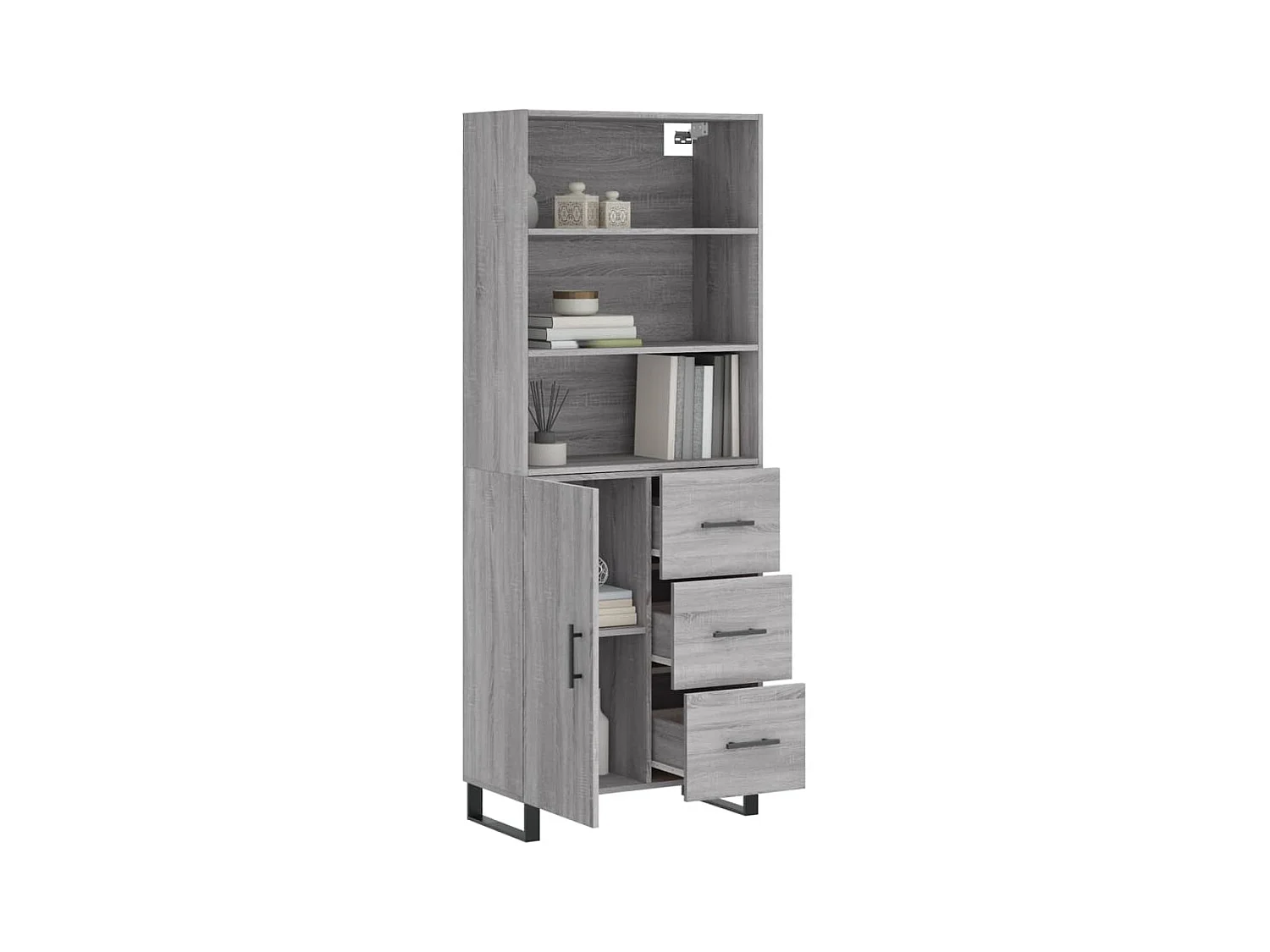 Buffet haut Sonoma gris 69,5x34x180 cm Bois d'ingénierie QWE73307