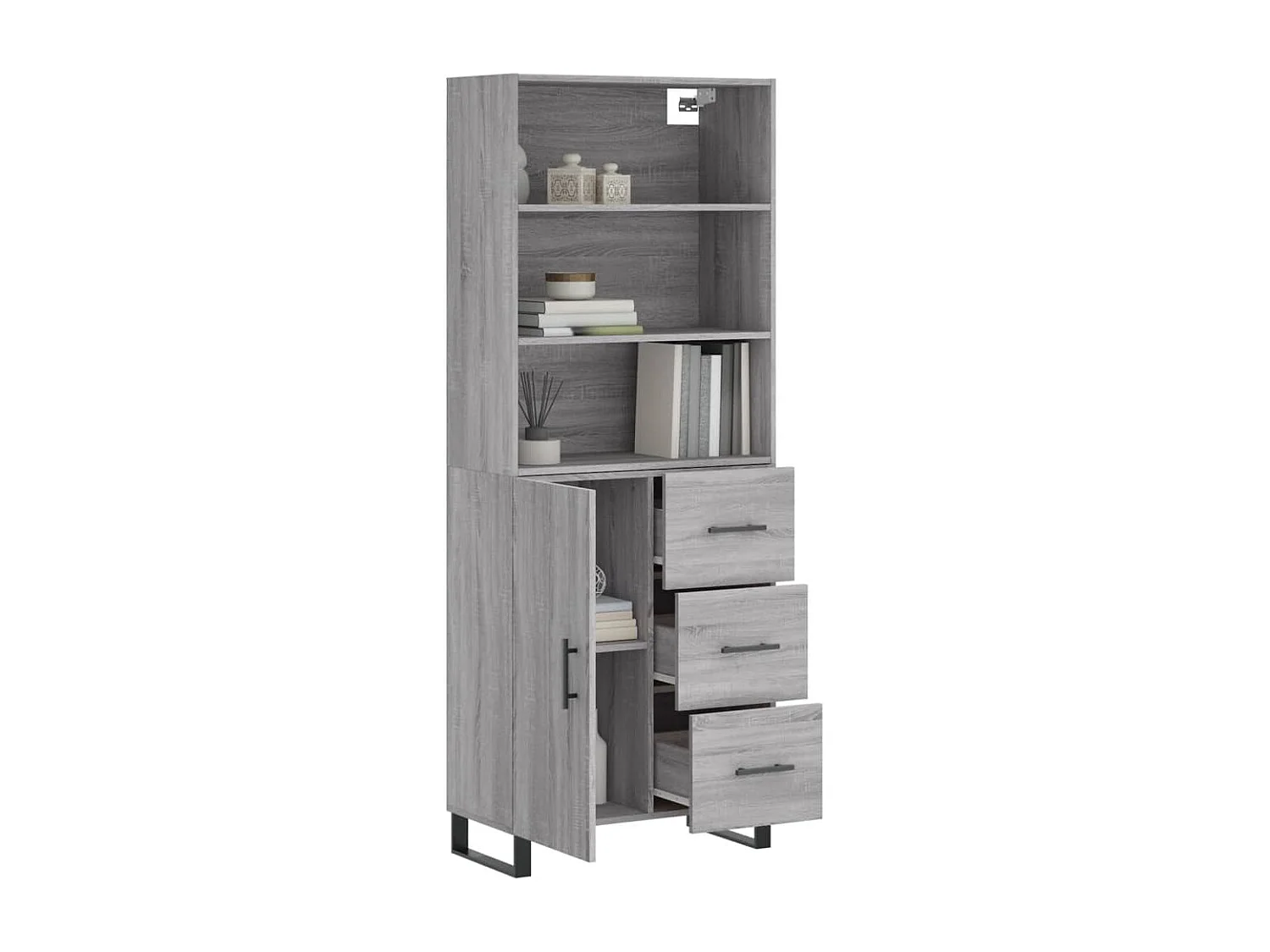 Buffet haut Sonoma gris 69,5x34x180 cm Bois d'ingénierie QWE73307