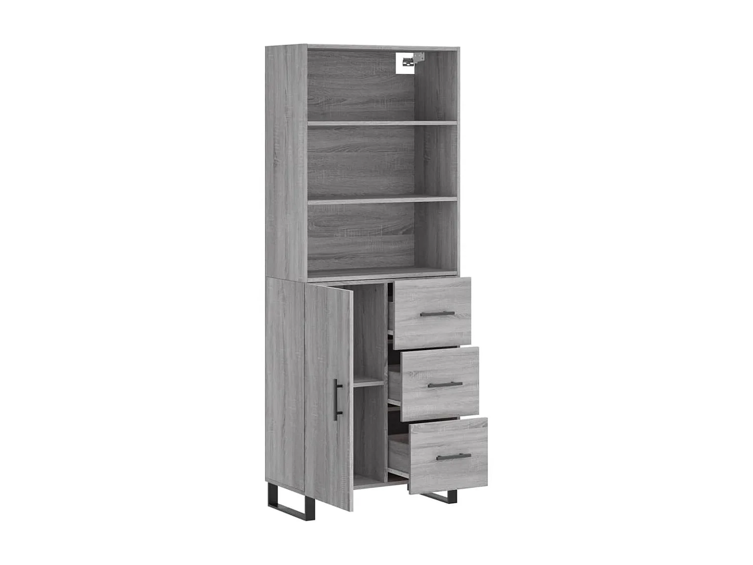 Buffet haut Sonoma gris 69,5x34x180 cm Bois d'ingénierie QWE73307