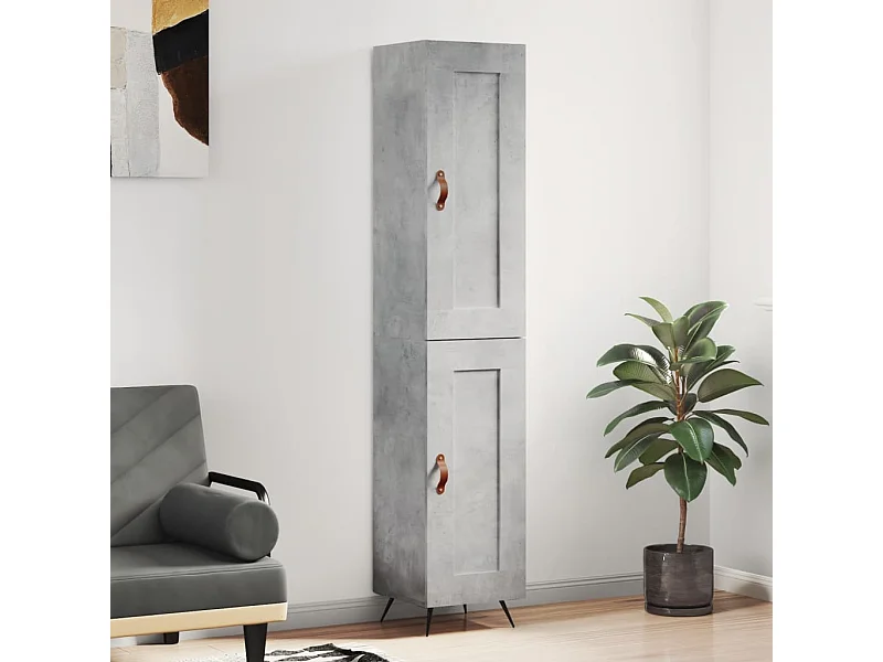 Buffet haut Gris béton 34,5x34x180 cm Bois d'ingénierie QWE41769