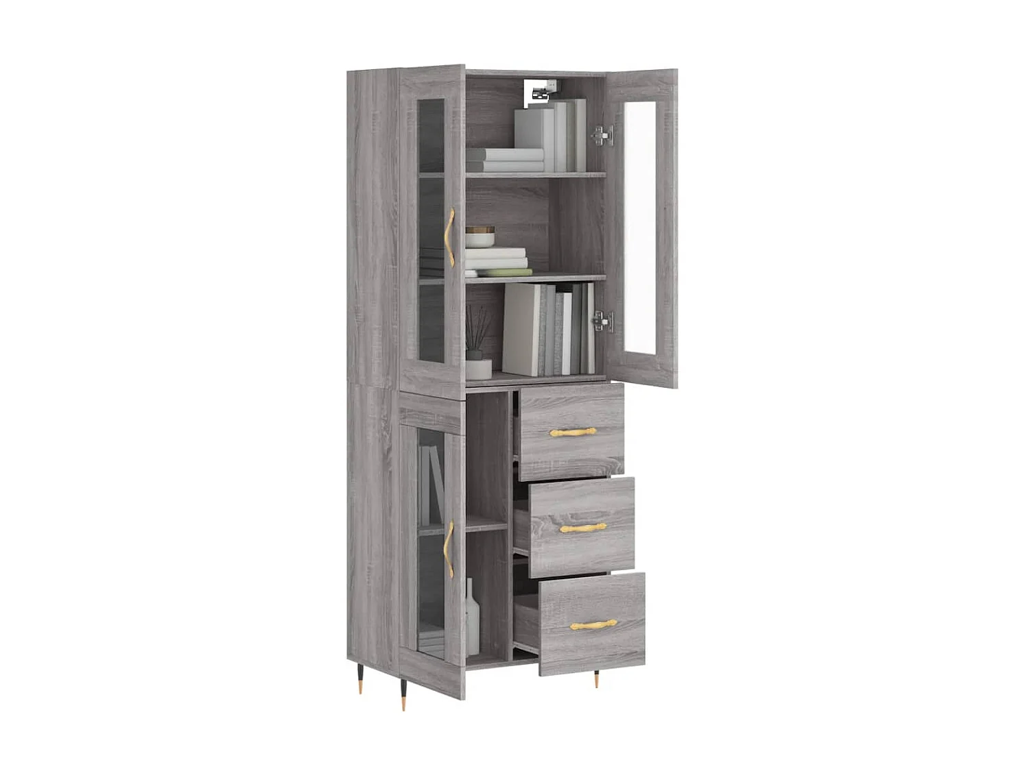 Buffet haut Sonoma gris 69,5x34x180 cm Bois d'ingénierie QWE38902