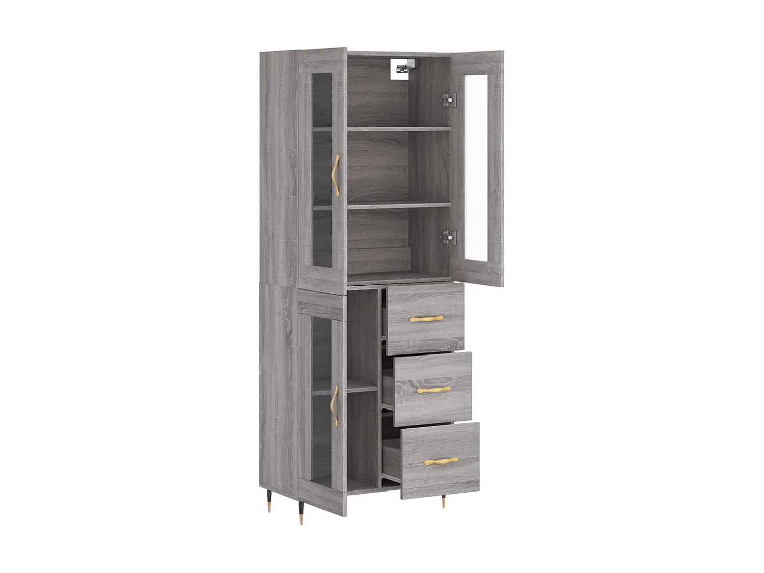 Buffet haut Sonoma gris 69,5x34x180 cm Bois d'ingénierie QWE38902