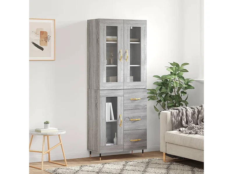 Buffet haut Sonoma gris 69,5x34x180 cm Bois d'ingénierie QWE38902