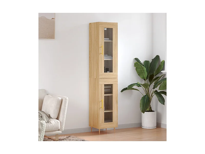 Buffet haut Chêne sonoma 34,5x34x180 cm Bois d'ingénierie QWE97136