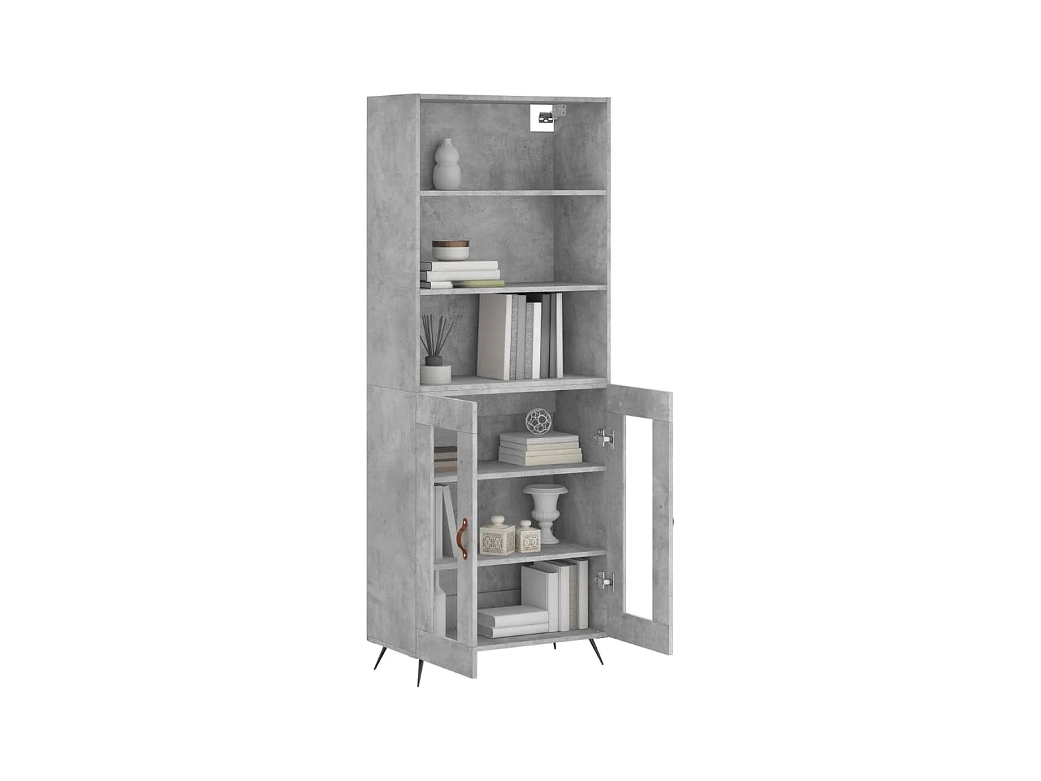 Highboard,Kommode Betongrau 69,5x34x180 cm Holzwerkstoff -gkd683217