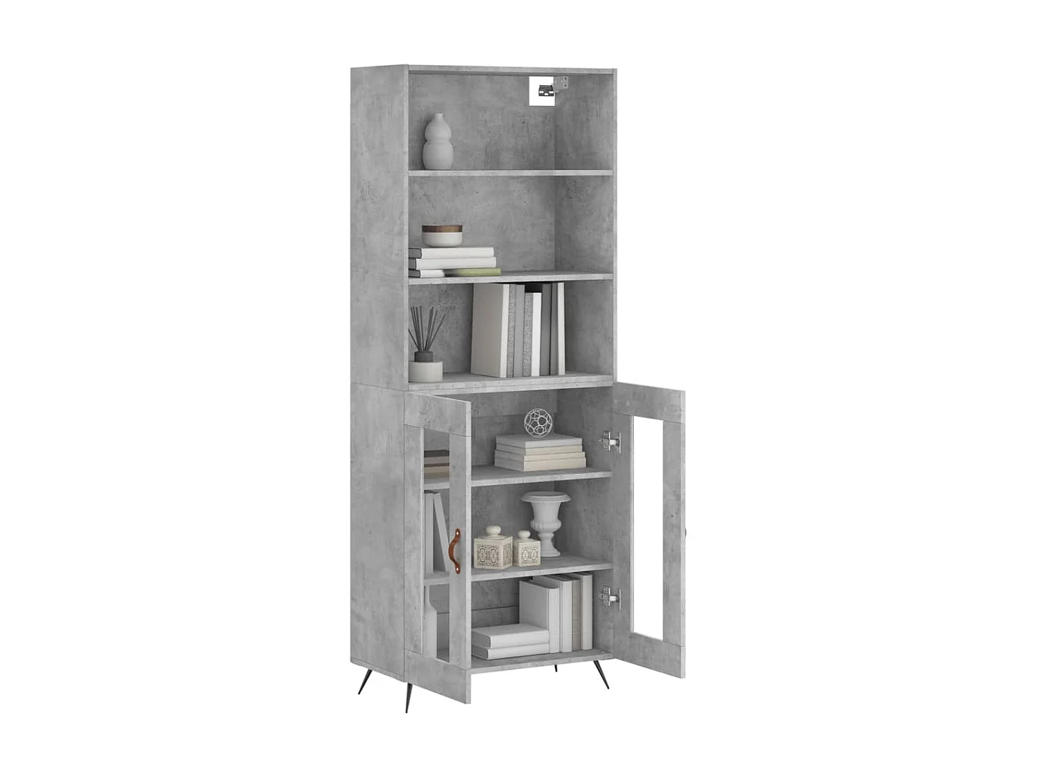 Buffet haut Gris béton 69,5x34x180 cm Bois d'ingénierie QWE10863