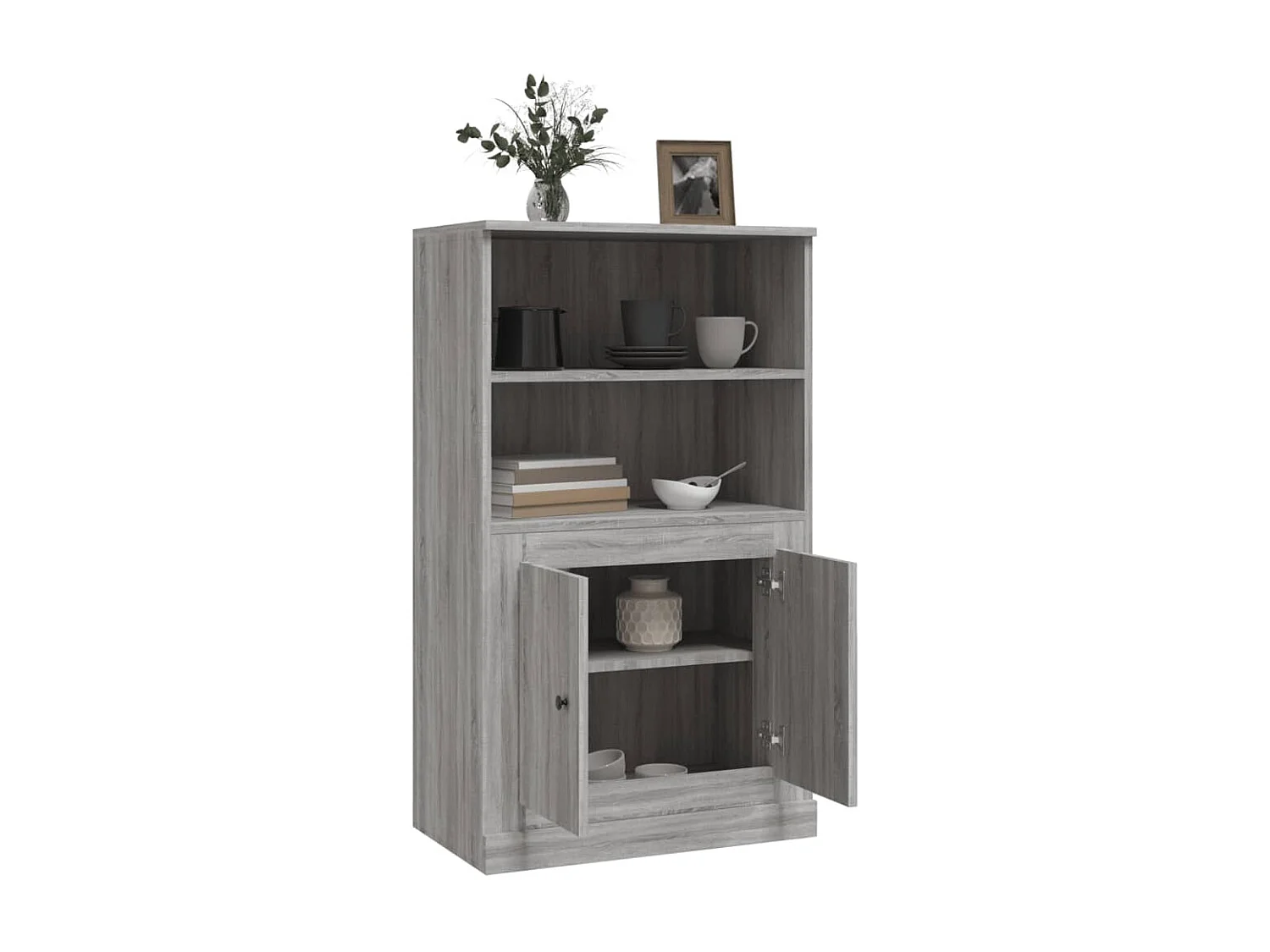 Highboard,Kommode Grau Sonoma 60x35,5x103,5 cm Holzwerkstoff -gkd758827