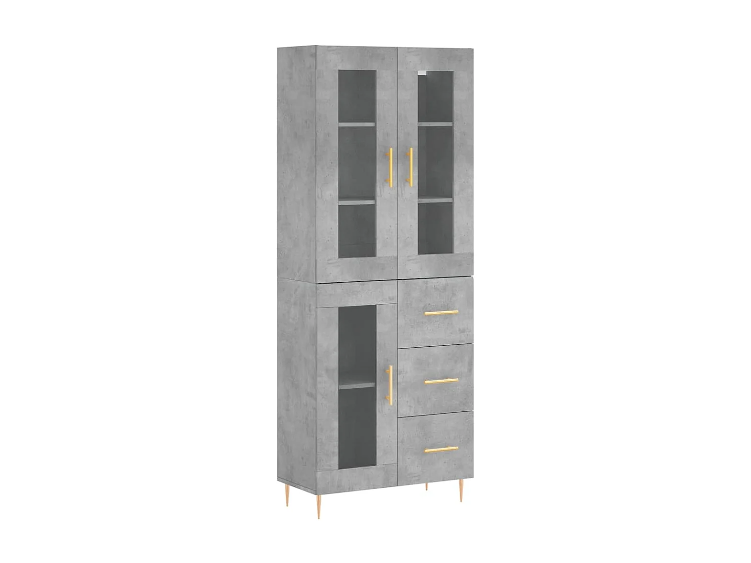 Highboard,Kommode Betongrau 69,5x34x180 cm Holzwerkstoff -gkd107946