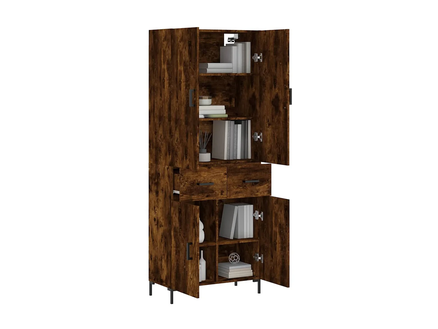 Aparador alto madera contrachapada roble ahumado 69,5x34x180 cm ES12127