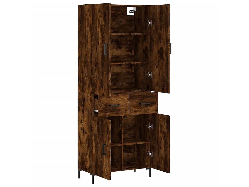 Aparador alto madera contrachapada roble ahumado 69,5x34x180 cm ES12127
