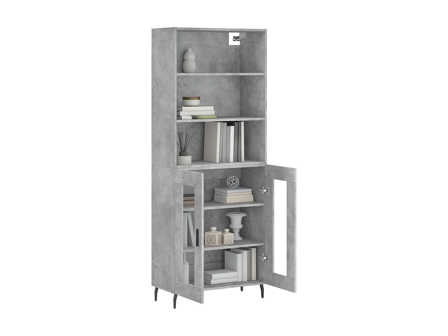 Buffet haut Gris béton 69,5x34x180 cm Bois d'ingénierie QWE54033