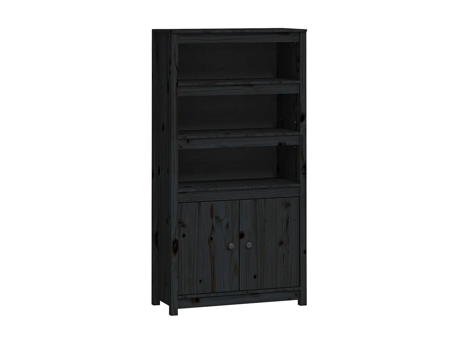 Buffet haut Noir 80x35x154 cm Bois massif de pin EGER56364