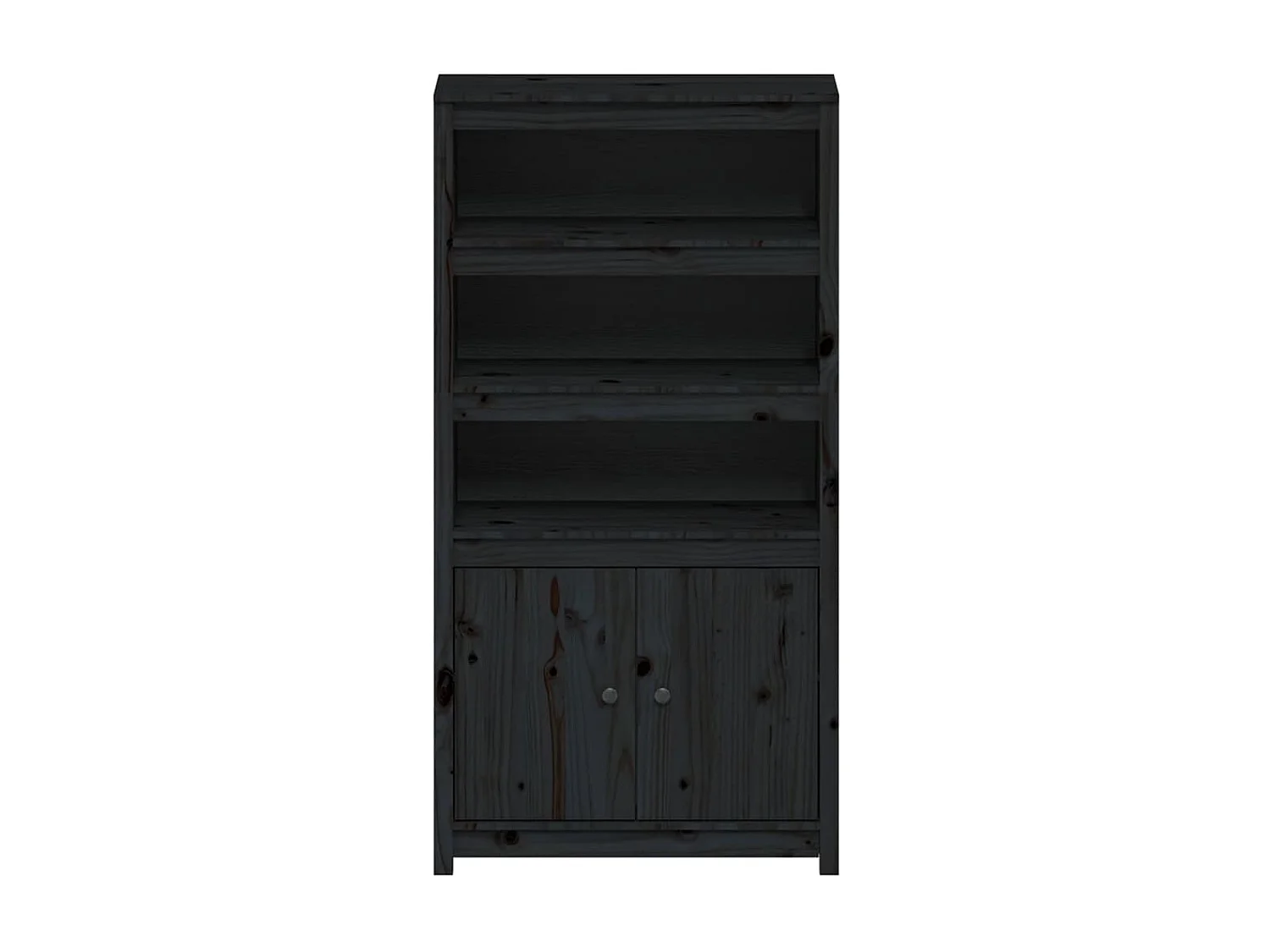 Buffet haut Noir 80x35x154 cm Bois massif de pin EGER56364