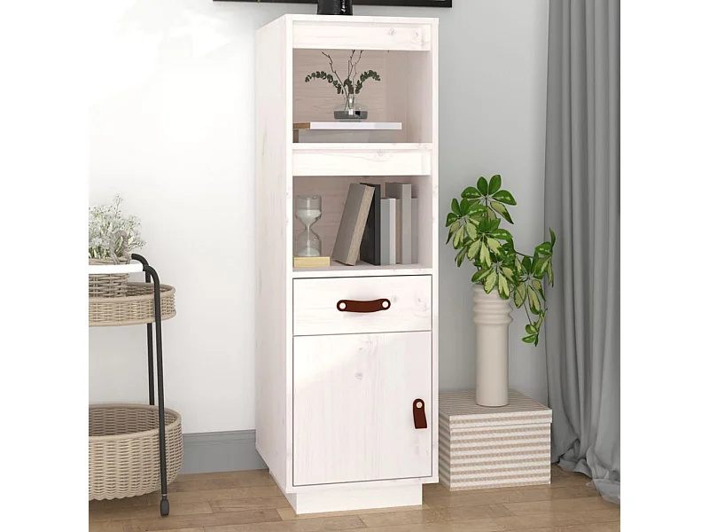 Hoge kast 34x40x108,5 cm massief grenenhout wit NL310574