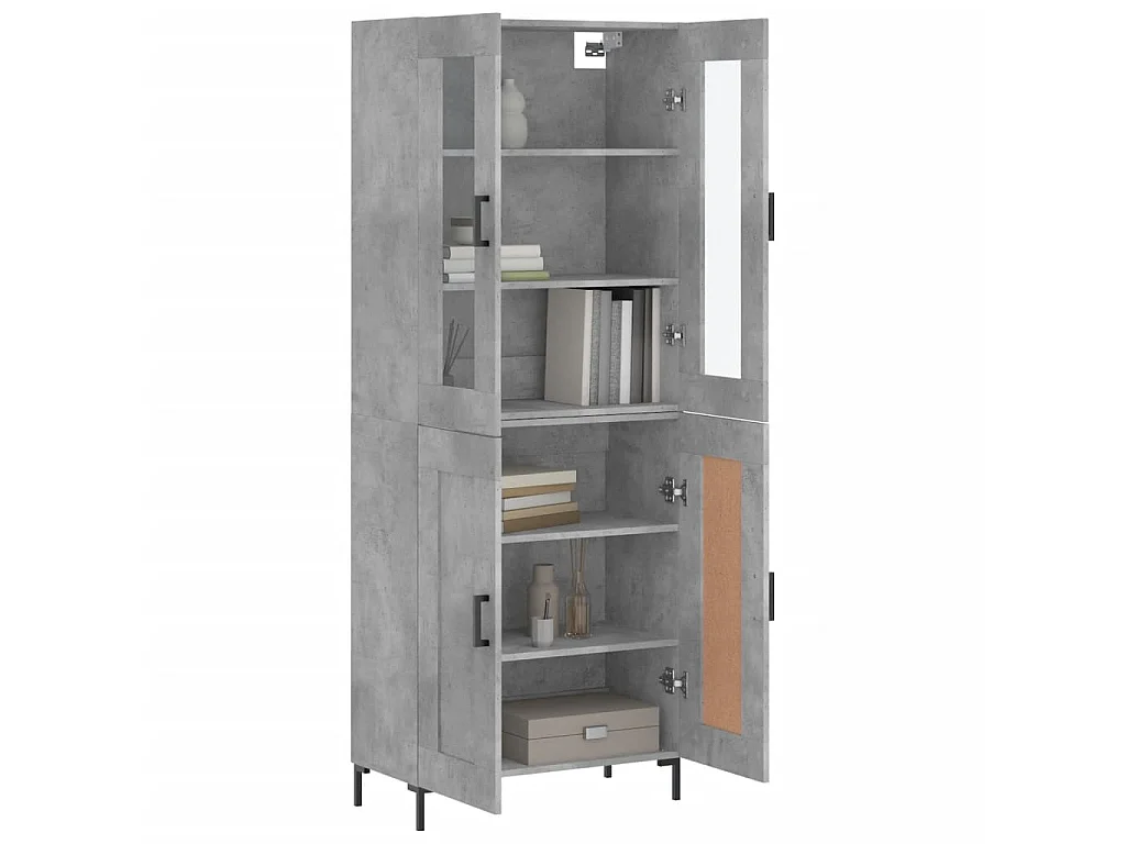 Highboard,Kommode Betongrau 69,5x34x180 cm Holzwerkstoff -gkd800266